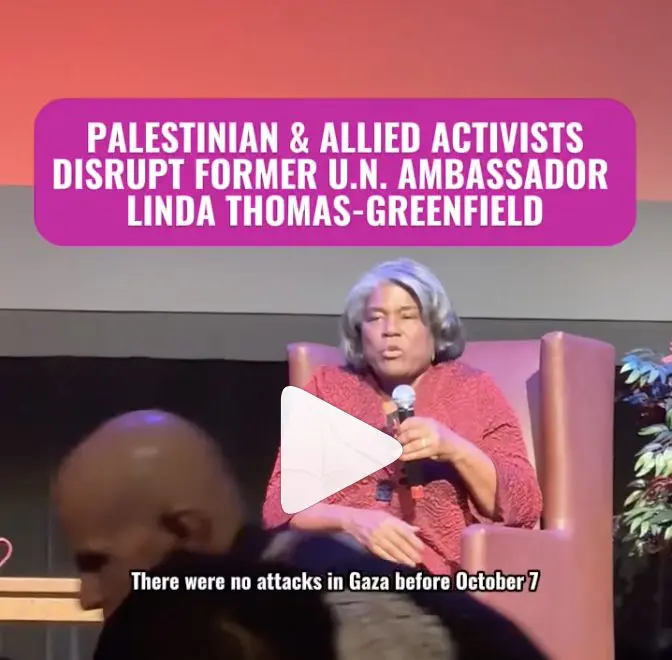 CODEPINK Confronts Former UN Ambassador Linda Thomas-Greenfield at UW-Madison
